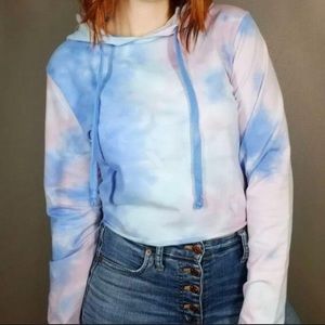 Wildfox Painted Sky Ivy Tie Dye Crop Sweatshirt XL